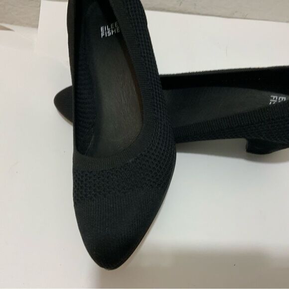 Eileen Fisher Kiss Black Weaved Stretch Fabric Pumps - Picture 1 of 11